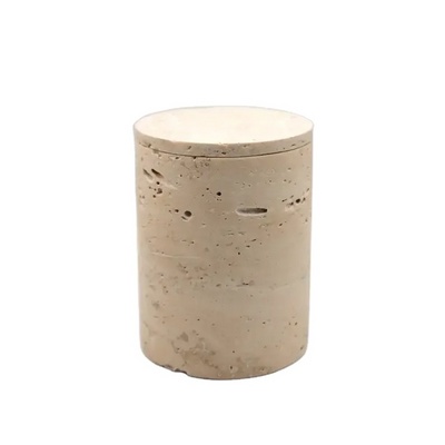 Cheap Beige Travertine Stone Marble Candle Jars Jewelry Kitchen Storage Jar with Lid