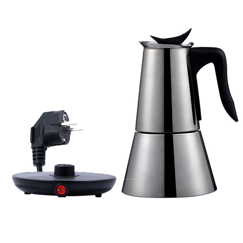 High quality china stainless steel stainless steel mocha pot coffee pot stainless steel espresso coffee maker electric moka pot