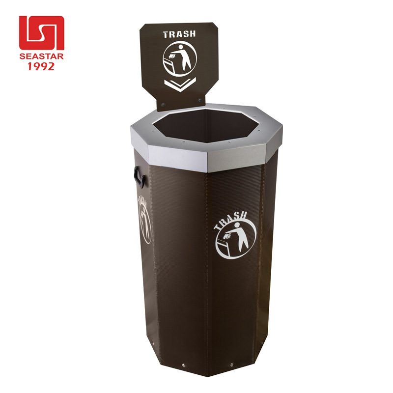 Large Trash Coroplast PP Recycle Bin Lightweight Plastic Corrugated Recycling Bin Black