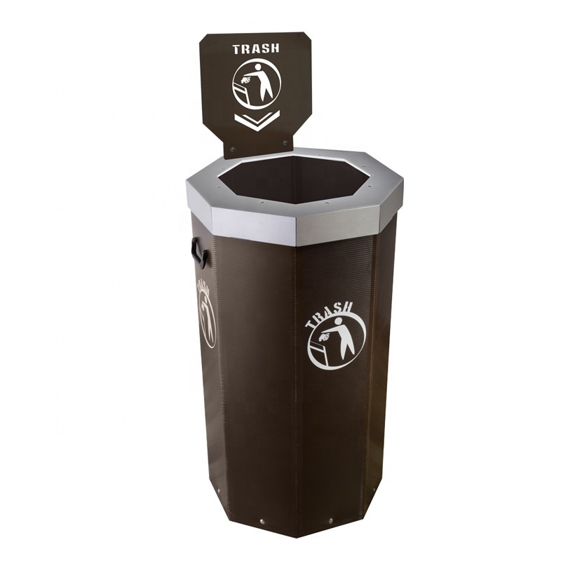 Large Trash Coroplast PP Recycle Bin Lightweight Plastic Corrugated Recycling Bin Black