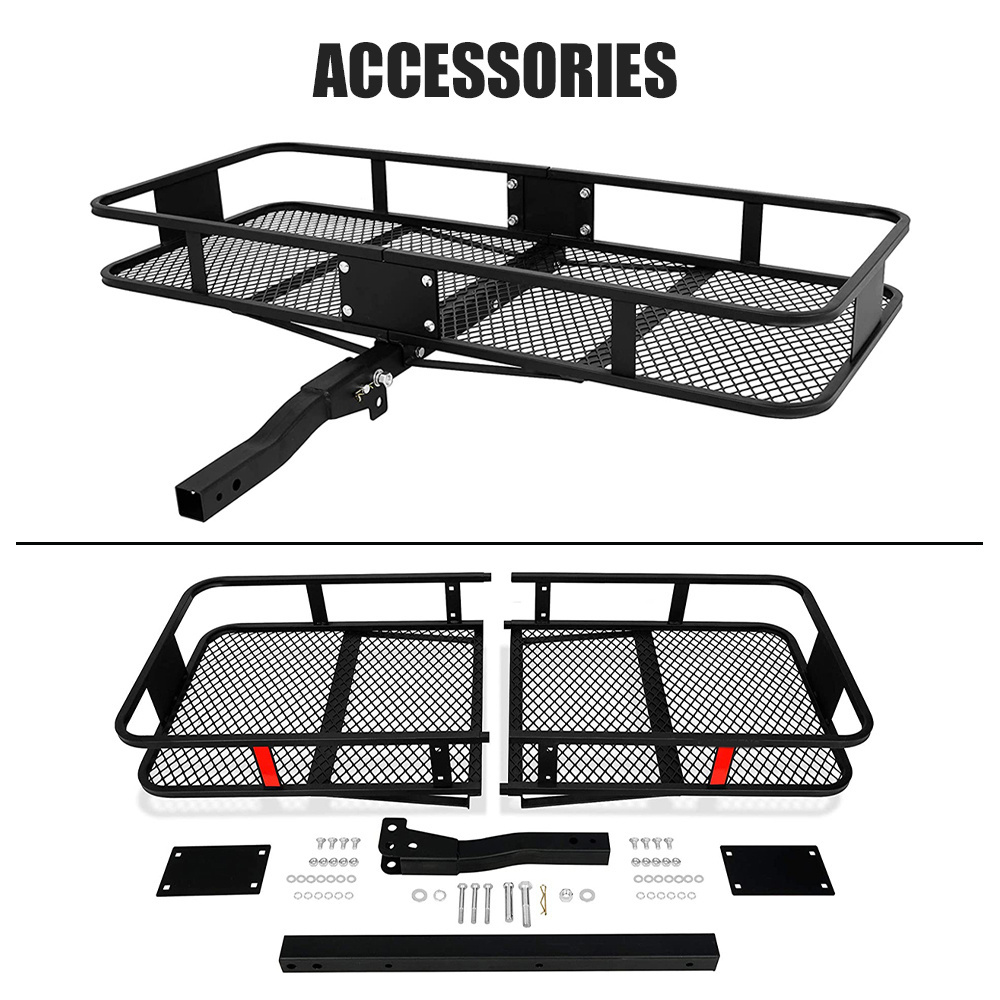 China travel transport suv car rear foldable folding trailer hitch mount cargo carrier basket rack tray cart