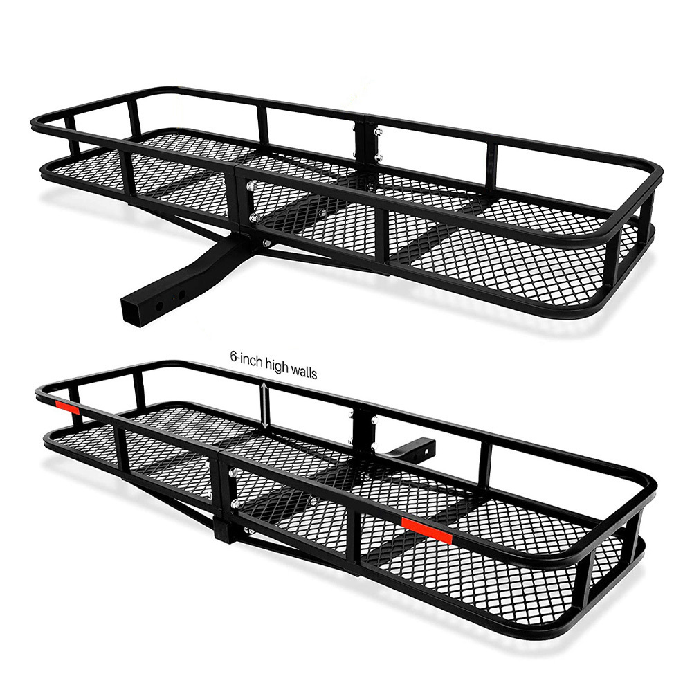 Camp travel trip transport 500Lb steel vehicle rear rack hitch mount cargo luggage carrier basket for car suv trailer