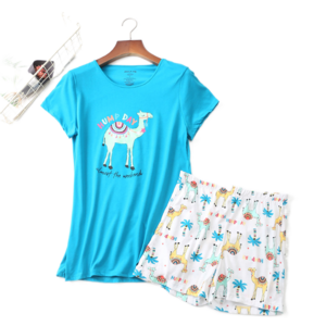 AN64 Summer short sleeve shorts women's cute knitting pajamas set Loungewear suit