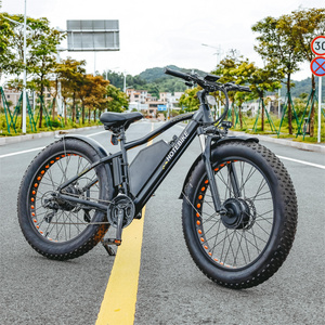 26 dual drive electric motor bike fat tire electric double lithium battery electric bike all wheel drive electric mountain bike