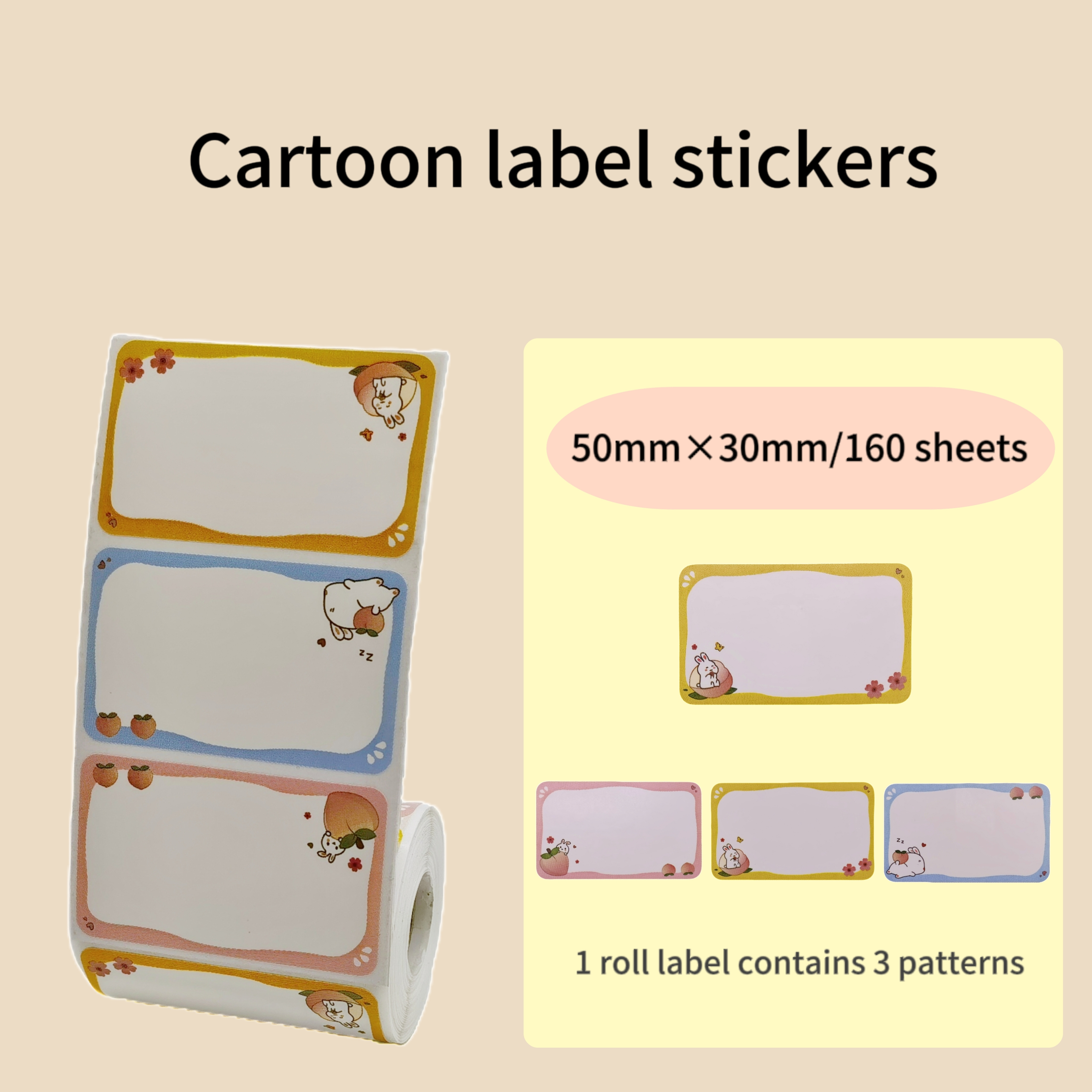 Customize Name Tag Sticker 50mm*30mm Waterproof Children School Stationery Water Personalized Labels  Bottle Pencil Stickers