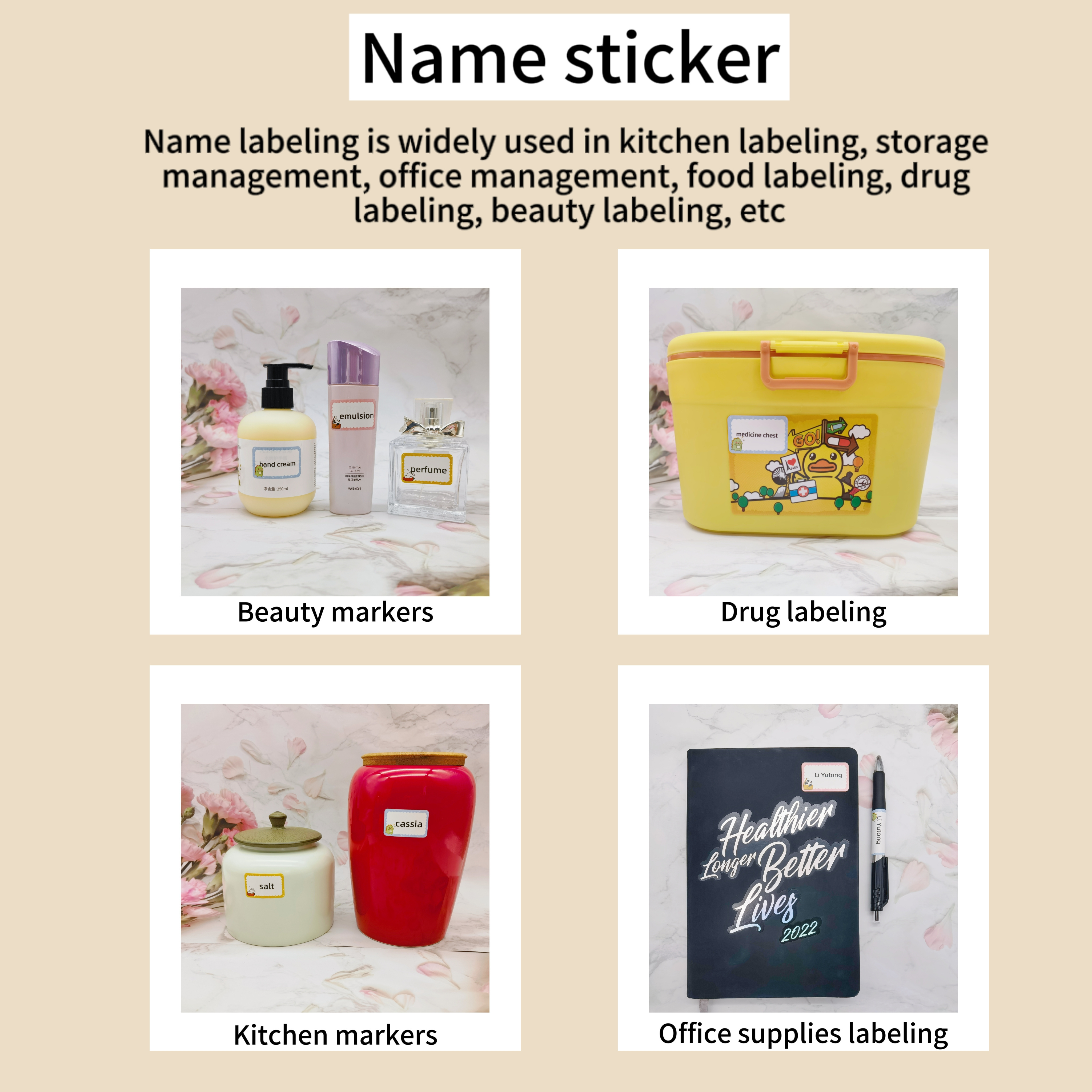 Customize Name Tag Sticker 50mm*30mm Waterproof Children School Stationery Water Personalized Labels  Bottle Pencil Stickers