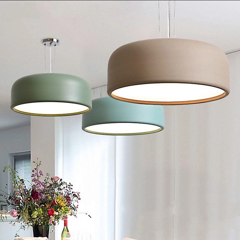 Aluminum Acrylic Pendant Lamp Simple Led Nordic Modern Decor Pendant Light Mounted Bedroom Living Room Ceiling Light Round