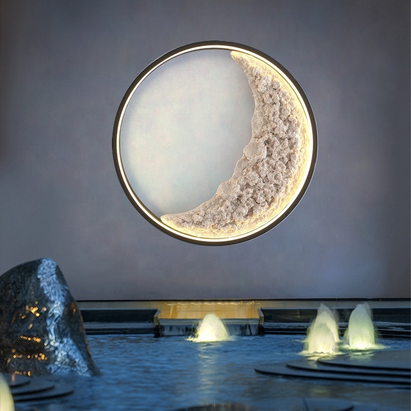 Modern Moon Wall Lamps for Home Indoor Bedroom Wall Light Villa Corridor Hotel Art Mural Lighting Universe LED Moon Wall Lamp