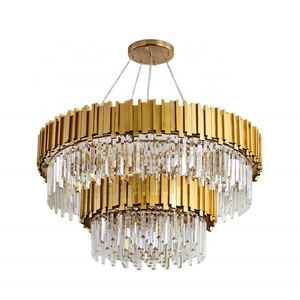 Modern Chandelier Ceiling Light Modern Crystal Chandelier Gold Round Cake Lamp For Hotel Villa Crystal Lamp Pendant Light