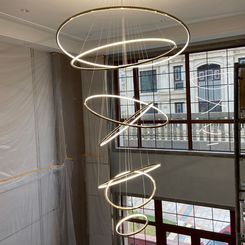 Nordic Geometric Chandelier Chandeliers & Pendant Lights Modern Chandelier Light for Hotel Villa Stairway Led Pendant Light Gold