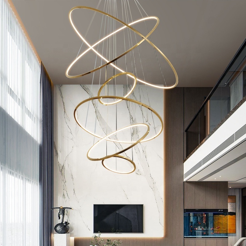 Nordic Geometric Chandelier Chandeliers & Pendant Lights Modern Chandelier Light for Hotel Villa Stairway Led Pendant Light Gold