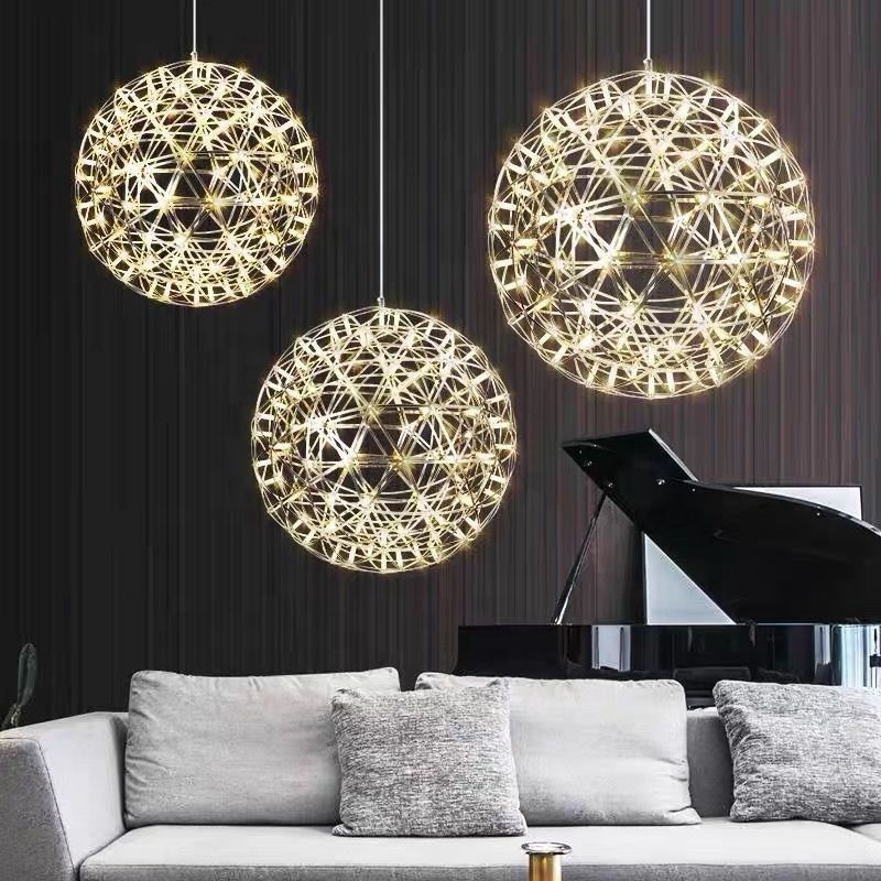 Modern Chrome Sparkle Ceiling Lights Chandeliers Firework Mall Hotel Lobby Spark Ball Globe Chandelier Stair Pendant Lights LED