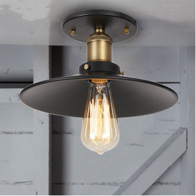 Loft Balcony Lamps Black Vintage Industrial Iron Ceiling Light