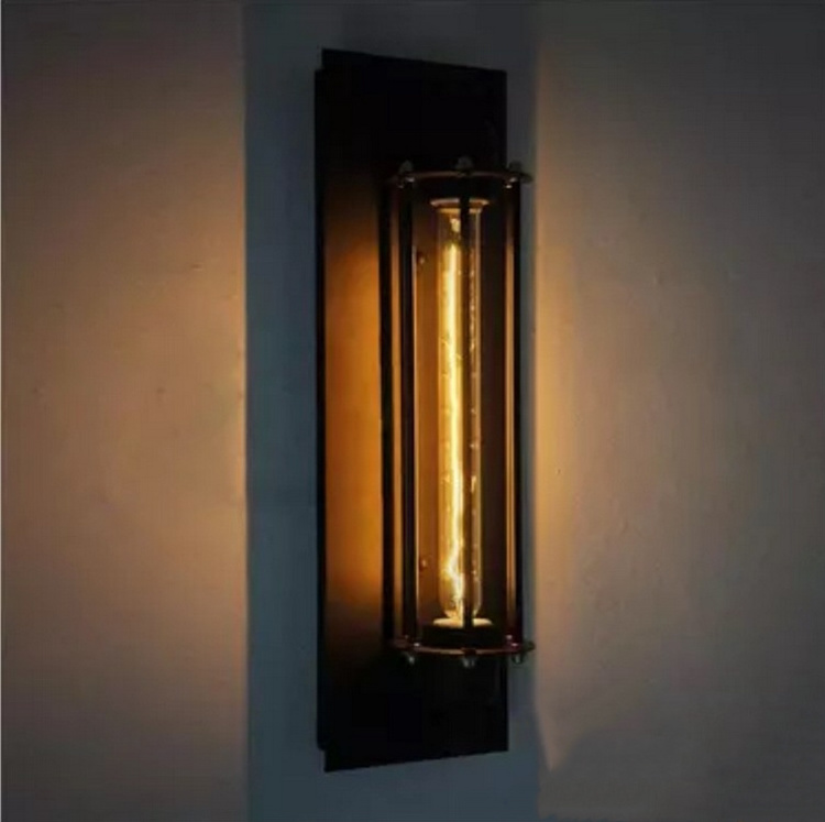 Long Retro black bar decoration led industrial antique iron wall light