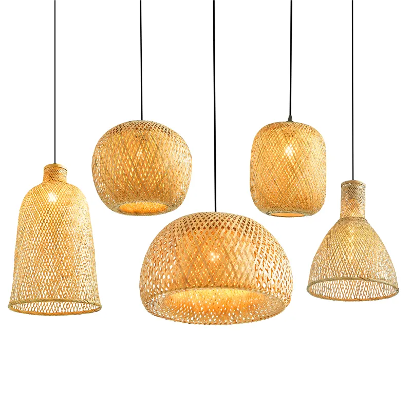 Modern Handmade Wicker Rattan Bamboo Chandelier Bamboo Lamp Shade Pendant Light Rattan Art Chandelier LED Bamboo Pendant Light