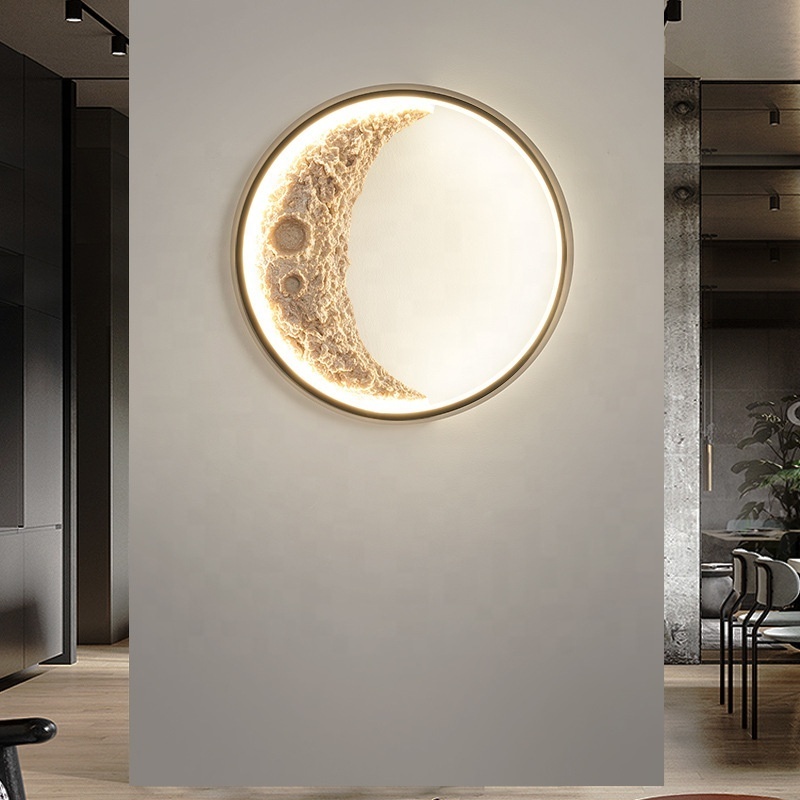 Modern Moon Wall Lamps for Home Indoor Bedroom Wall Light Villa Corridor Hotel Art Mural Lighting Universe LED Moon Wall Lamp