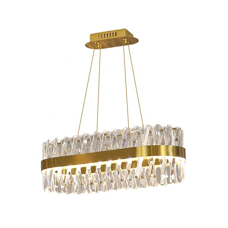 Modern K9 Crystal Chandelier Gold Pendant Light Chandelier Dining Room Rectangle Led Hanging Lamp Light Metal Drop Room