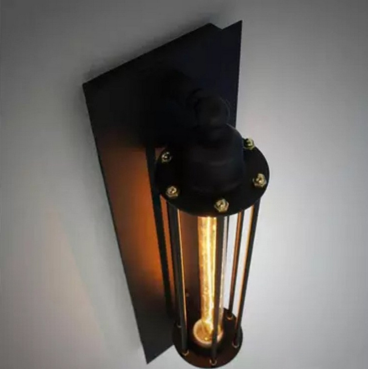 Long Retro black bar decoration led industrial antique iron wall light