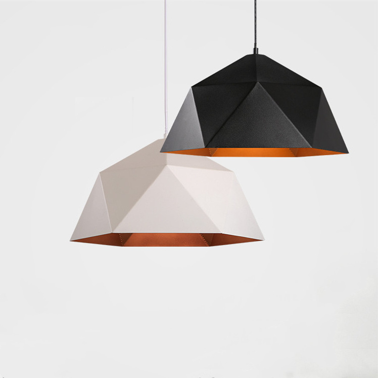 Bar Office Restaurant Modern Minimalist Geometric Rhombus Iron Pendant Light