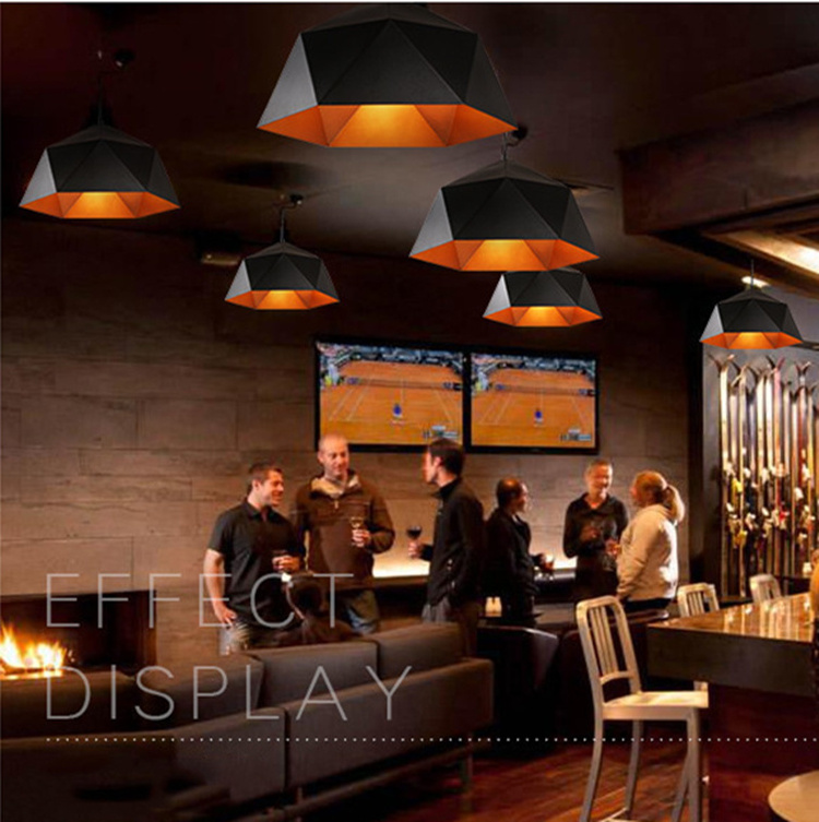 Bar Office Restaurant Modern Minimalist Geometric Rhombus Iron Pendant Light