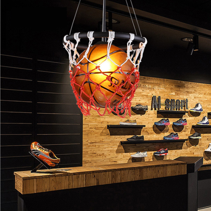 American chandelier retro basketball lights creative restaurant Gym store sports theme clothing store glass chandelier