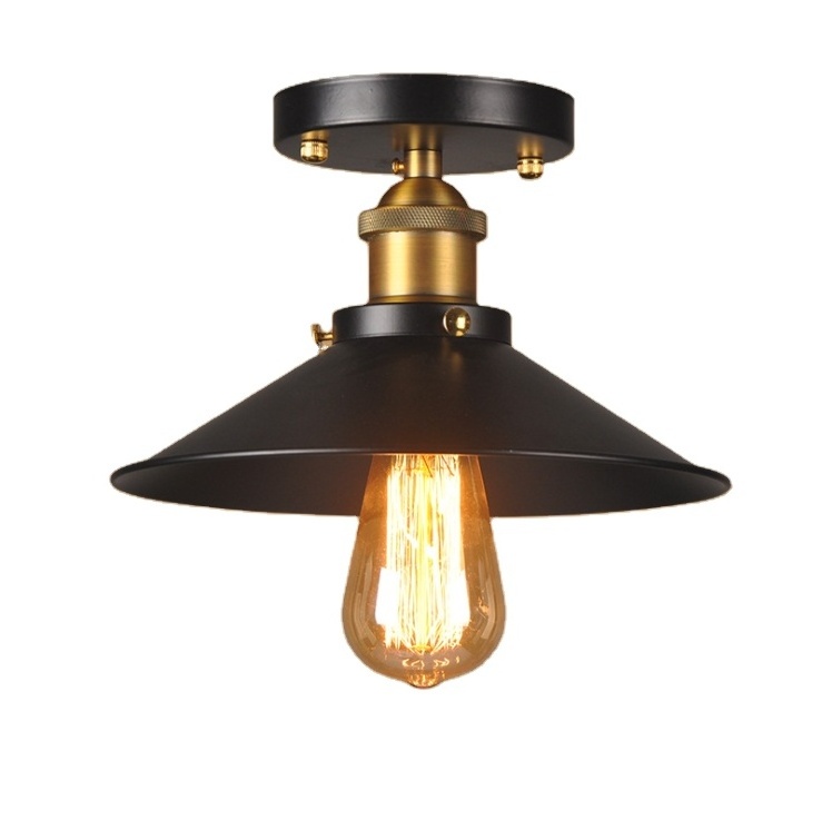 Loft Balcony Lamps Black Vintage Industrial Iron Ceiling Light