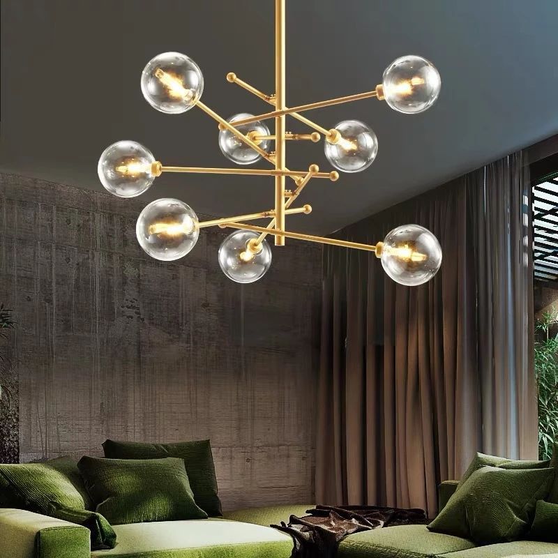 Modern Glass Ball Hanging Lamps Fixture Luxury Living Room Pendant Lights Luminaire Kitchen Dining Room Home Decor Lighting G4