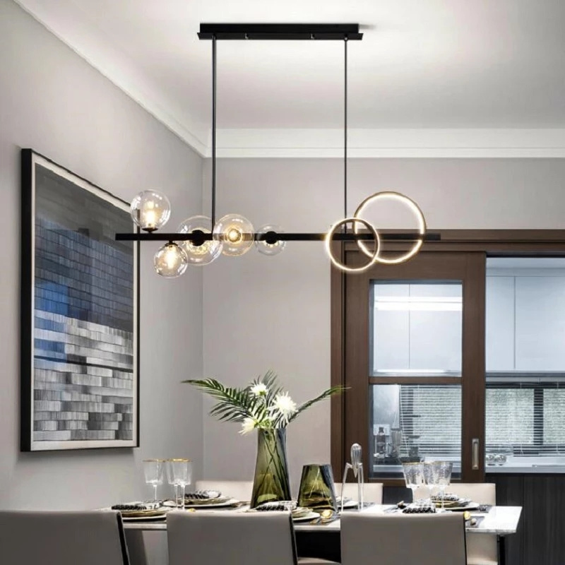 New Nordic LED Pendant Lamp Black Gold For Dining Room Table Kitchen Bar Modern Chandelier Glass Ball Hanging Pendant Lamp