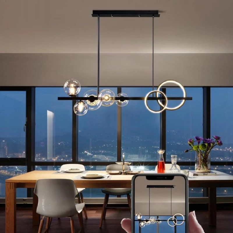 New Nordic LED Pendant Lamp Black Gold For Dining Room Table Kitchen Bar Modern Chandelier Glass Ball Hanging Pendant Lamp