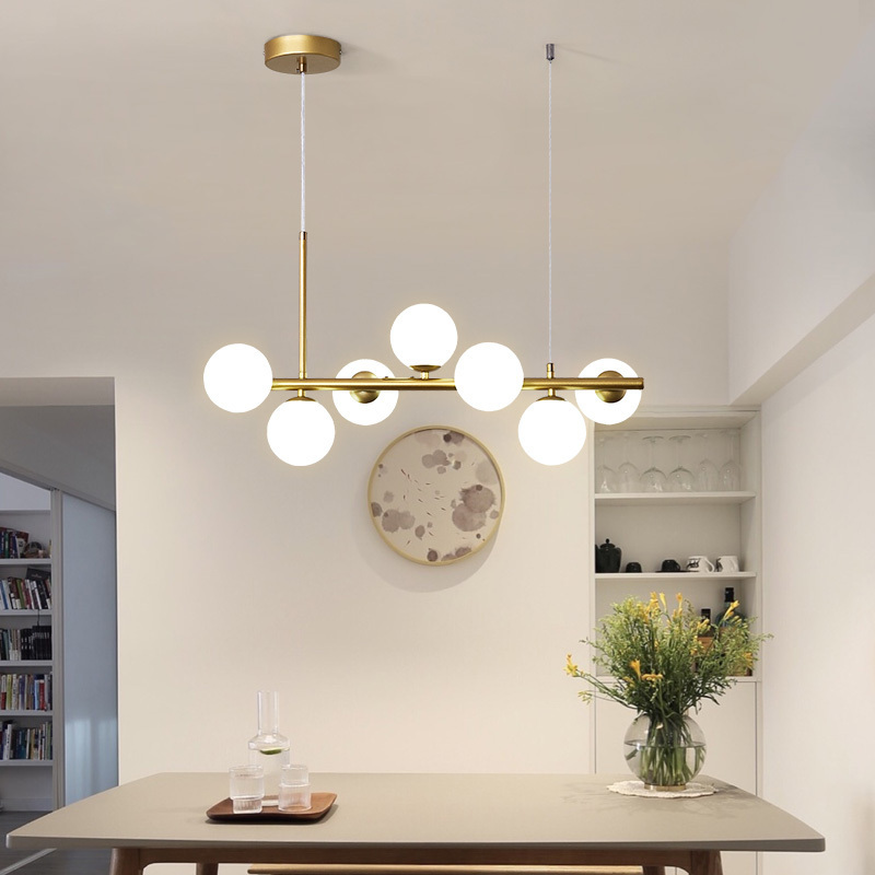 Nordic Led Chandelier Glass Ball Hanging Pendant Lamp Iron Contemporary Lighting for The Kitchen Living Room Hall Dining Modern