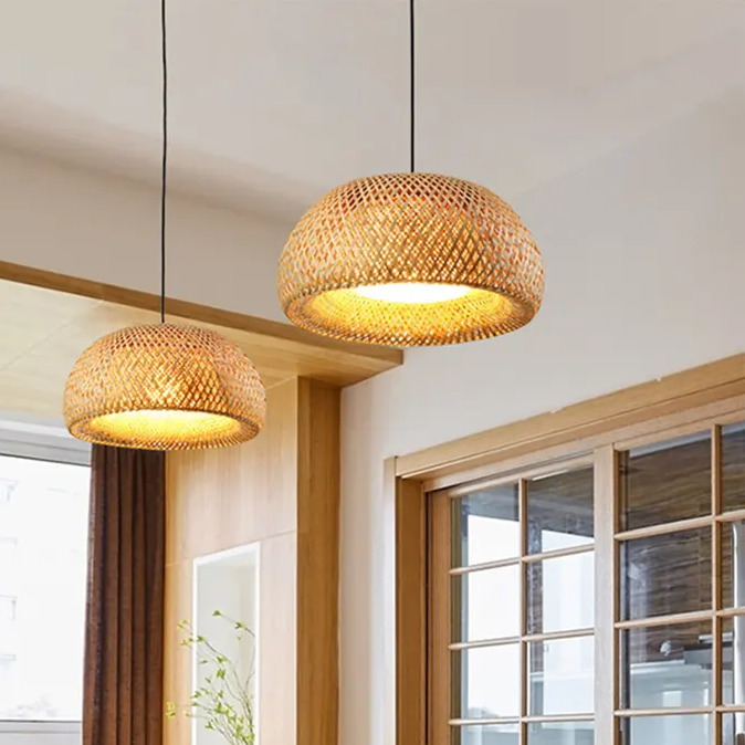 Modern Handmade Wicker Rattan Bamboo Chandelier Bamboo Lamp Shade Pendant Light Rattan Art Chandelier LED Bamboo Pendant Light