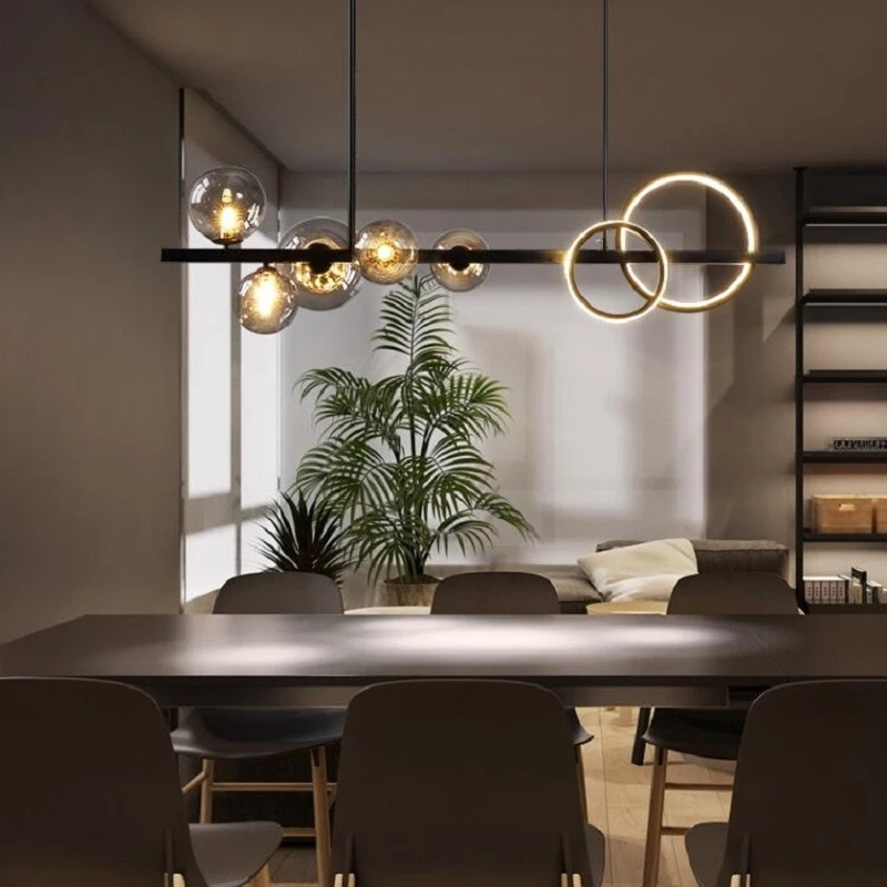 New Nordic LED Pendant Lamp Black Gold For Dining Room Table Kitchen Bar Modern Chandelier Glass Ball Hanging Pendant Lamp