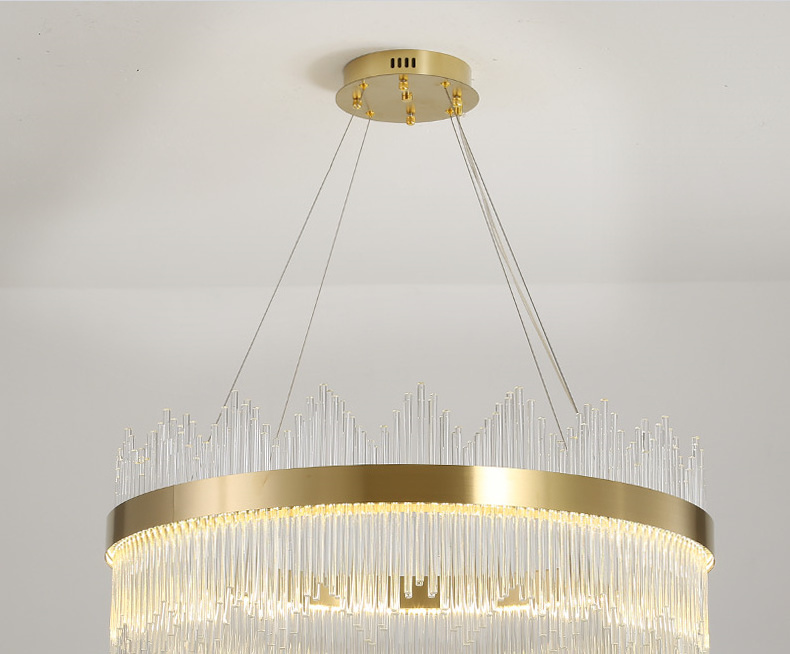 Modern round crystal glass chandelier luxury pendant light for living room dining room hotel Gold New Design chandelier light