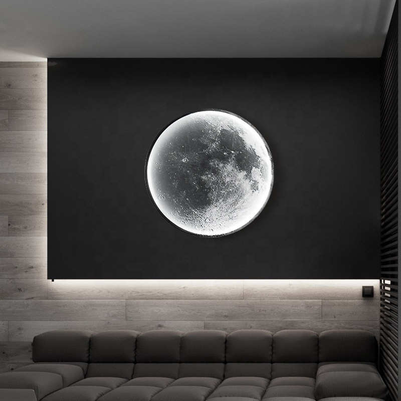 Nordic Background Wall Moon Mural Lamp Model Room Exhibition Hall Corridor Wall Lamp Bedroom Art Decoration Bedside Lamp