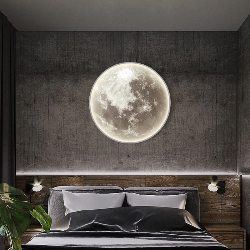 Nordic Background Wall Moon Mural Lamp Model Room Exhibition Hall Corridor Wall Lamp Bedroom Art Decoration Bedside Lamp