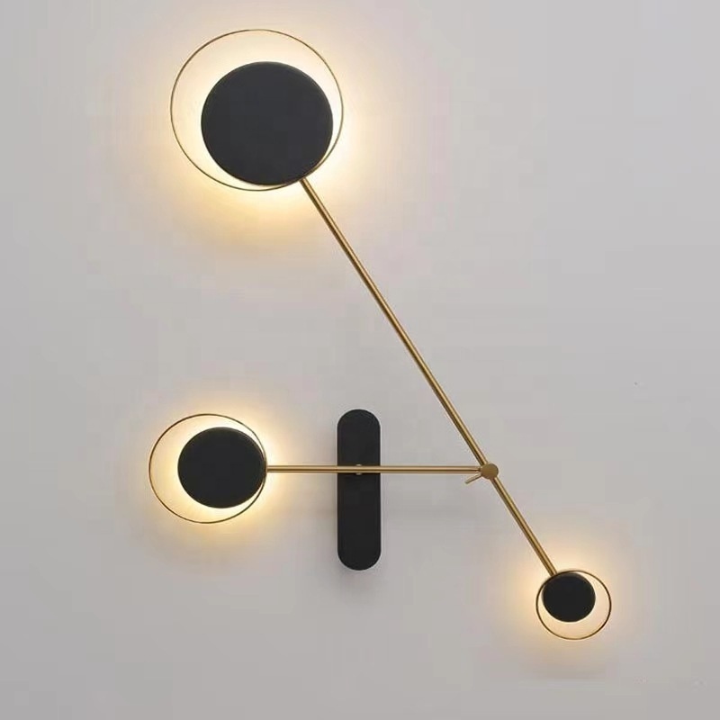 Modern minimalist Led Indoor wall lamp round for Living Room Bedroom swing arm lamp Adjustable Black loft wall lamps