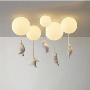 Modern Cartoon Bear Ceiling Lights for Bedroom Living Room Children's Rooms Decor Lighting Fixtures Led Lamps Balloon Glass