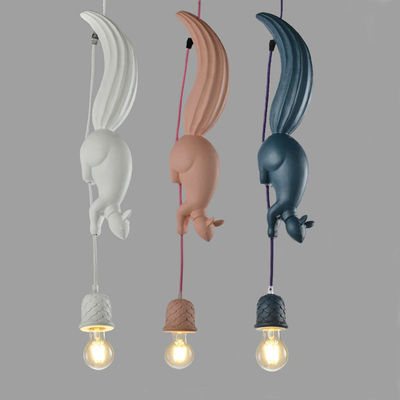 Nordic Resin Squirrel Led Pendant Lights Modern Industrial Hanging Animal Lamp for Children's Room Kitchen Loft Decor Fixtures