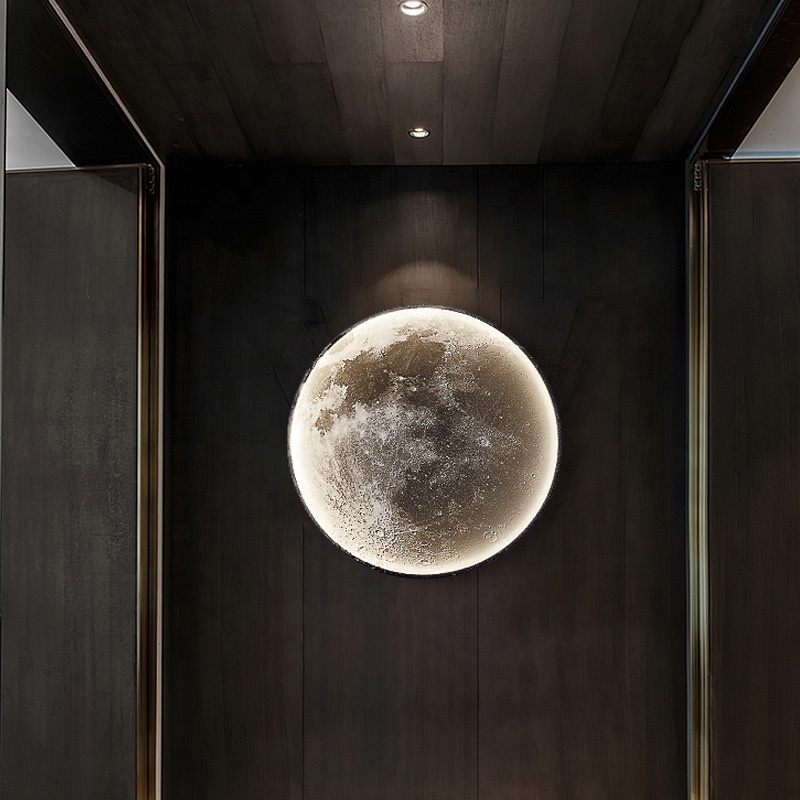 Nordic Background Wall Moon Mural Lamp Model Room Exhibition Hall Corridor Wall Lamp Bedroom Art Decoration Bedside Lamp