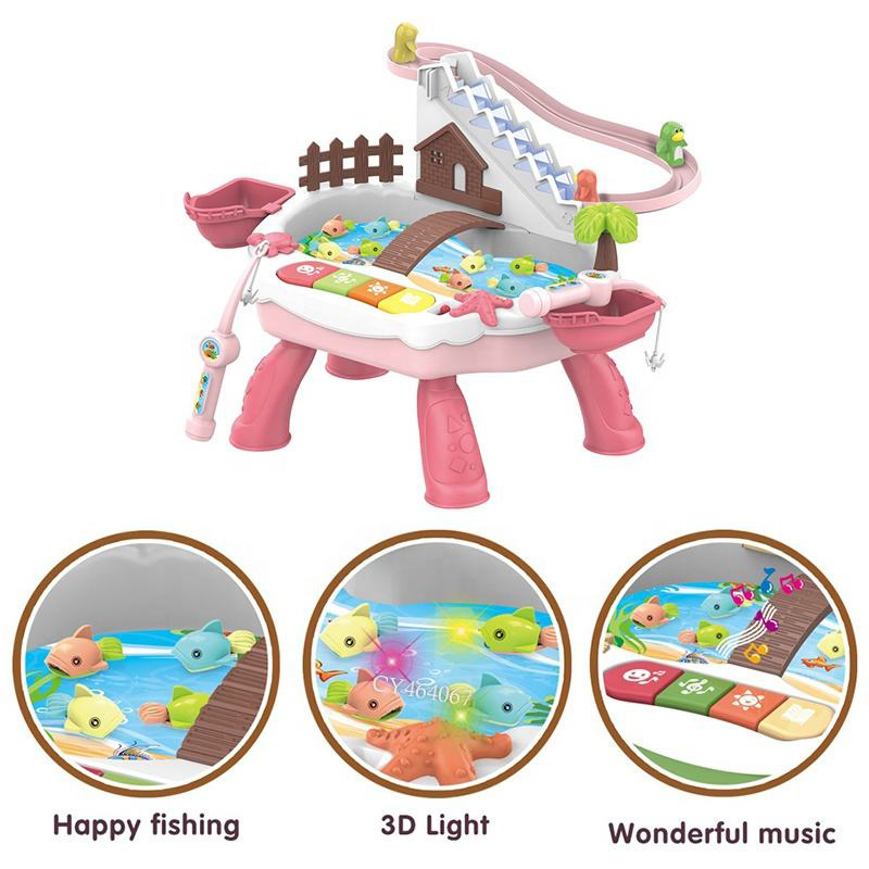 Popular Children Fishing Desk Music Lighting Maglev Track Fishing Toy for kids Parent Child Interactive Education Toys Gifts