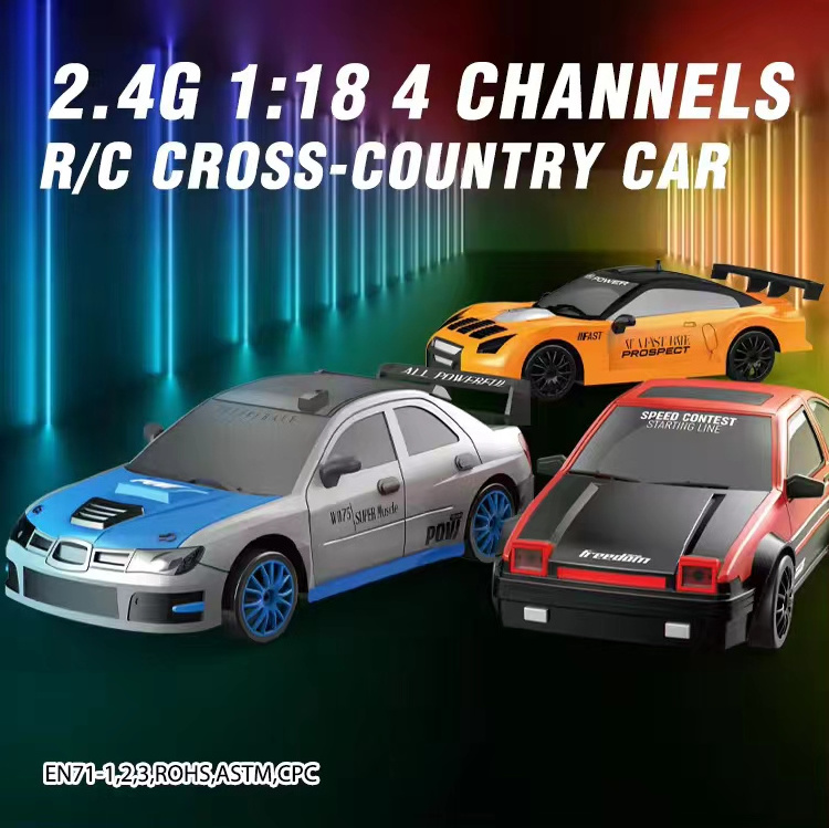 1/24 Scale 2.4G Rc Drift Car 4WD Remote Control Drift Toy Remote Control Hotwheel Car with Replaceable Vehicle Wheel for Kid