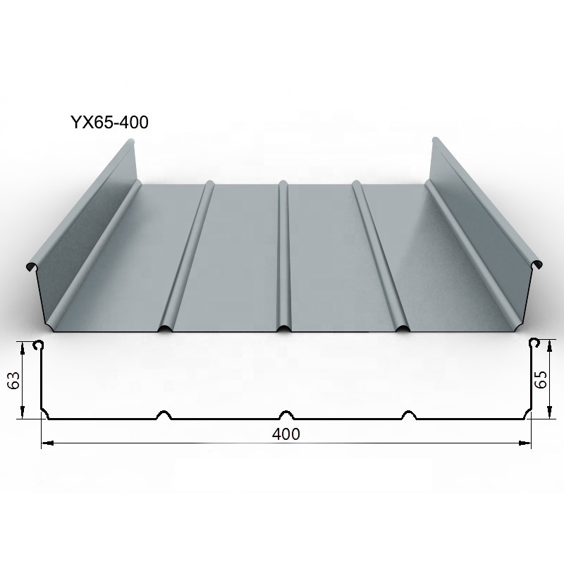 65-430 Zip Lock Standing Seam Metal Roof Sheet Corrugated Roofing Covering Panel