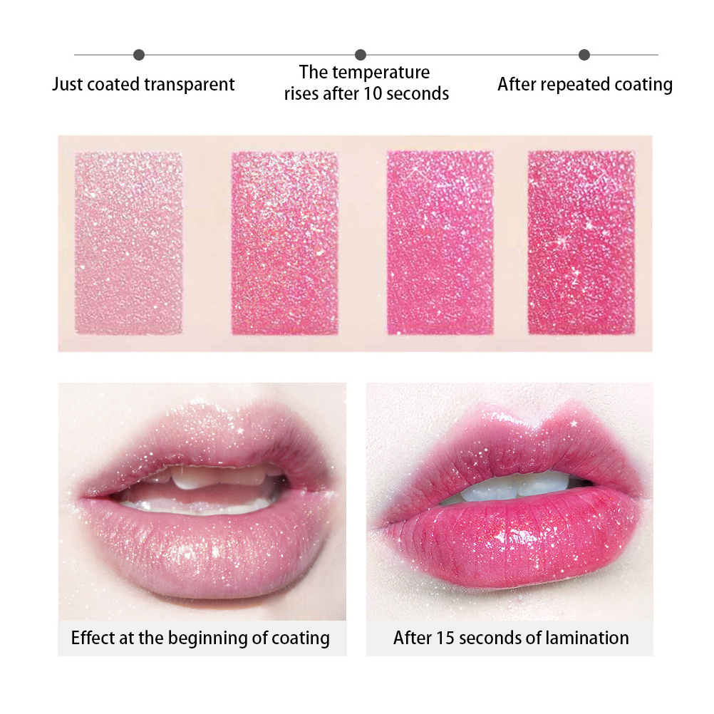 Custom Glitter Diamond Lipstick Temperature Changing Color Long Lasting Waterproof Nude Makeup Moisturizing Lipstick