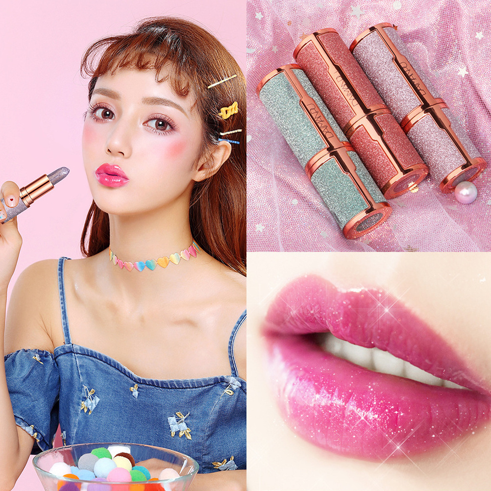 Custom Glitter Diamond Lipstick Temperature Changing Color Long Lasting Waterproof Nude Makeup Moisturizing Lipstick