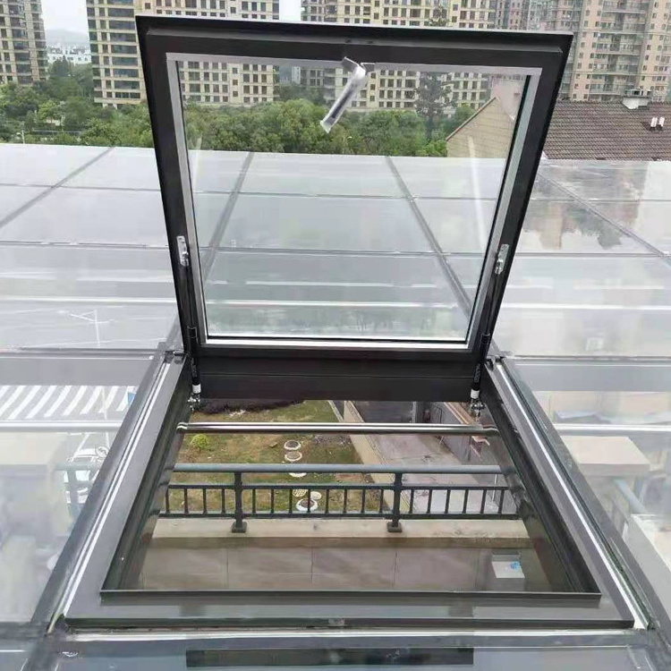 Aluminium Skylight Double Glazing remote control  skylight roof window Aluminium Roof Glass Top Open