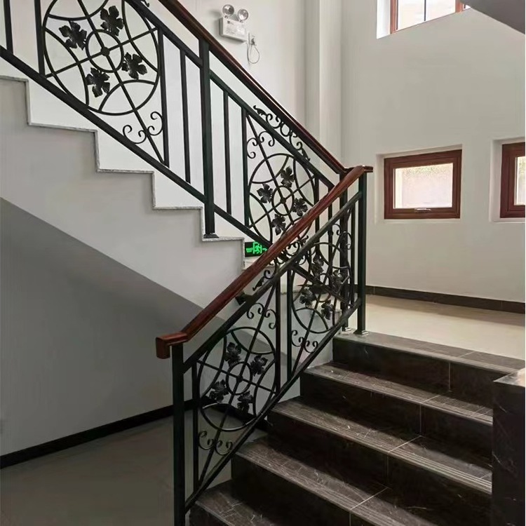 High Quality Metal indoor balustrade  wrought iron handrail stair railing design modern stair railings From China