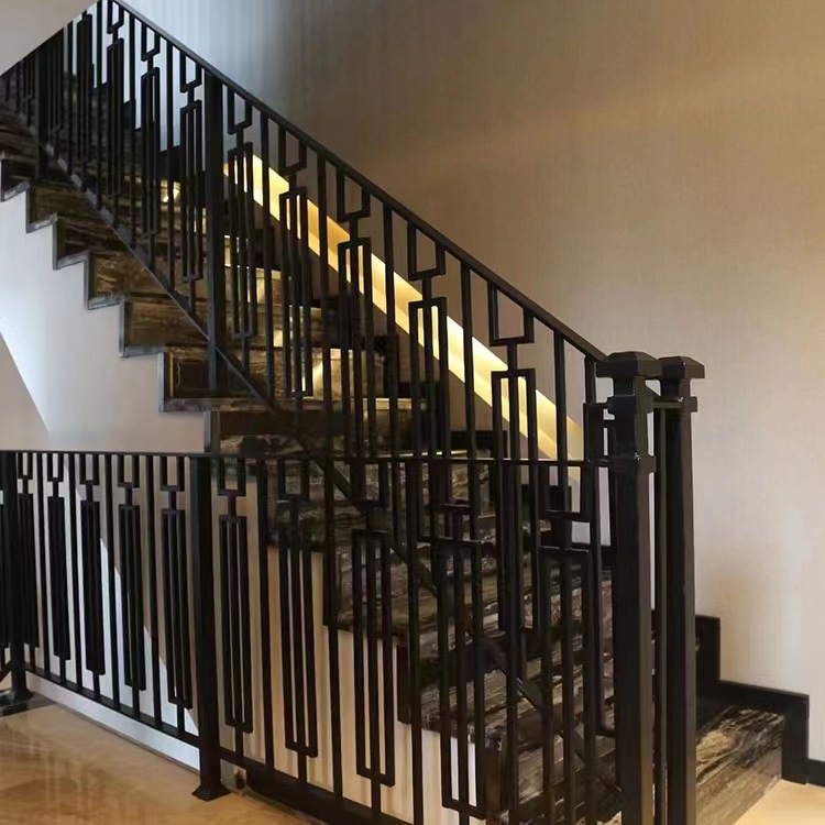 High Quality Metal indoor balustrade  wrought iron handrail stair railing design modern stair railings From China