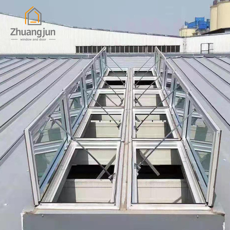 Aluminum Electric Sliding Skylight aluminium Roof Glass Top Open Double Glazed Sky Light roof Windows