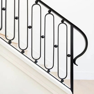 High Quality Metal indoor balustrade  wrought iron handrail stair railing design modern stair railings From China