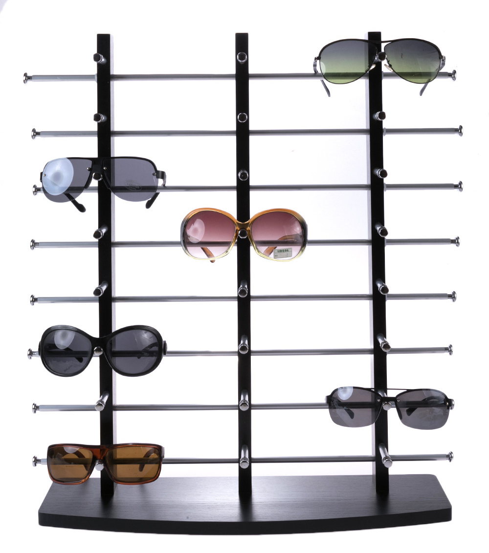 Large Counter Top  Wood 27 Pairs Wooden Spectacle Sunglasses Eyewear Eye Glasses Display Holder Stand Rack